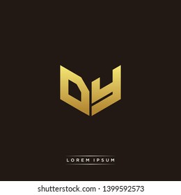 DY Logo Letter Initial Logo Designs Templete with Gold and Black Background