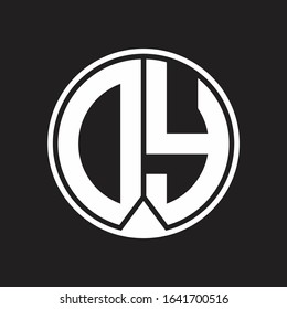 DY Logo monogram circle with piece ribbon style on black background