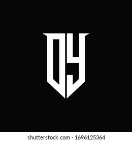Monograma del logotipo DY con plantilla de diseño de estilo de escudo de emblemas