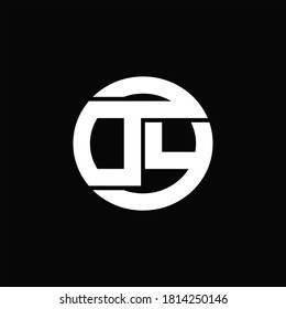 DY Logo monogram with rounded line swipe design template on black background