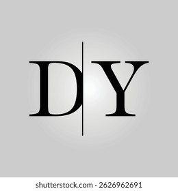 DY logo with a sans serif typeface font