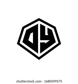 DY monogram logo with hexagon shape and line rounded style design template isolated on white background