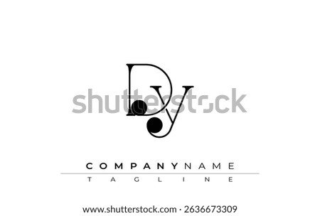 DY Typography Logo Design. Stylish monogram design depiction featuring the letters D and Y combined in an artistic signature style, delivering a unique and creative visual representation.