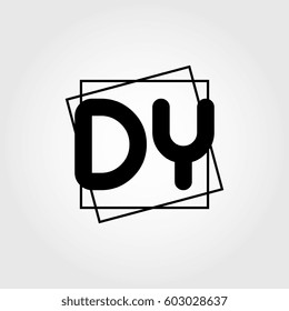 dy uppercase initials square frame business logo