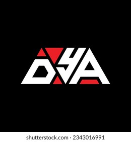 DYA triangle letter logo design with triangle shape. DYA triangle logo design monogram. DYA triangle vector logo template with red color. DYA triangular logo Simple, Elegant, and Luxurious design.