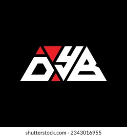 DYB triangle letter logo design with triangle shape. DYB triangle logo design monogram. DYB triangle vector logo template with red color. DYB triangular logo Simple, Elegant, and Luxurious design.