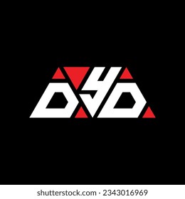 DYD triangle letter logo design with triangle shape. DYD triangle logo design monogram. DYD triangle vector logo template with red color. DYD triangular logo Simple, Elegant, and Luxurious design.