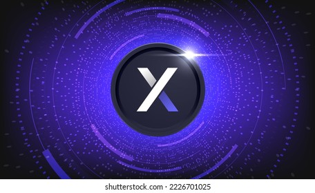 dYdX Token (DYDX) crypto currency themed banner. DYDX icon on modern black color background.