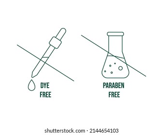 dye free, paraben free icon vector illustration 