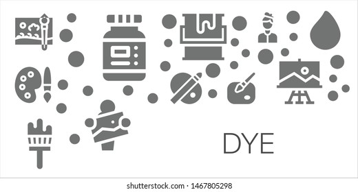 dye icon set. 11 filled dye icons.  Collection Of - Painting brush, Ink, Palette, Paint, Artist, Paint drop
