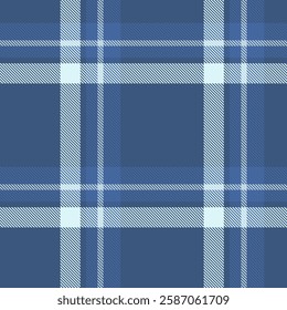 Dye textile pattern seamless, popular tartan background fabric. Repeating vector plaid texture check in blue and light colors.