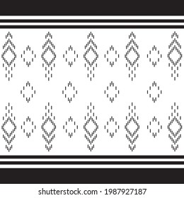 dyed woven fabric thailand pattern line black on white background. design for pillow, print, face mask , clothing, fabric, gift wrap.