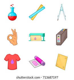 Dyeing icons set. Cartoon set of 9 dyeing vector icons for web isolated on white background