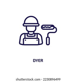 dyer icon from professions collection. Thin linear dyer, vector, flat outline icon isolated on white background. Line vector dyer sign, symbol for web and mobile