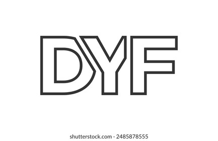 DYF logo design template with strong and modern bold text. Initial based vector logotype featuring simple and minimal typography. Trendy company identity ideal for businesses brand presence.