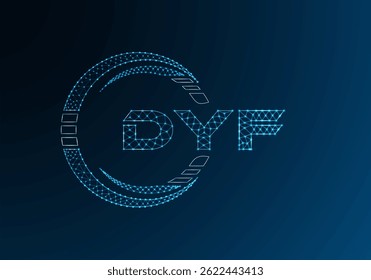 Diseño de Vector de logotipo de letra polivinílica baja DYF. Diseño de logotipo de poliéster inferior DYF. 