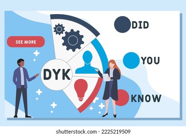 DYK, Did You Know acronym. business concept background.  vector illustration concept with keywords and icons. lettering illustration with icons for web banner, flyer, landing