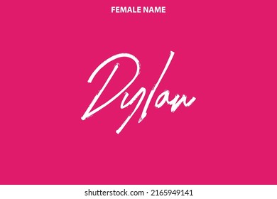 Dylan Girl Name Vector Brush Typography Text on Pink Background