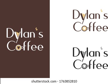 Dylan's Coffee vector retro coffee cup  typography glass premium logo 