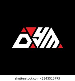 DYM triangle letter logo design with triangle shape. DYM triangle logo design monogram. DYM triangle vector logo template with red color. DYM triangular logo Simple, Elegant, and Luxurious design.