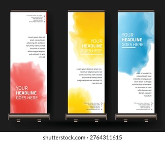 dymanic abstract flow vertical topography banner set red yellow blue colorful background vector. collection bundle, with text area and headline. contact person. use for business, promotion, advertising, web, marketing. layout design.