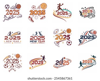 Logos deportivos dinámicos de 2025 para celebraciones de Nuevo año