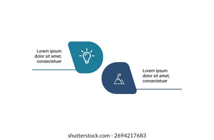 Dynamic 2-step workflow infographic with clean vector icons and structured planning layout for modern business presentation templates.