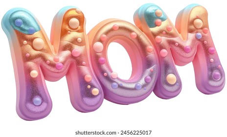Dynamic 3D Capital Alphabet Design: MOM Letter with Vibrant Gradient