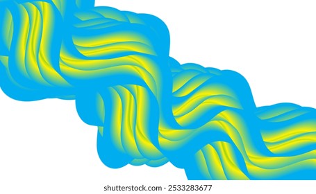 Dynamic 3D fluid wave design with vibrant blue and yellow gradients, perfect for bold digital branding, modern visual art, and creative futuristic concepts with fluid motion.

