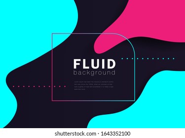 Dynamic 3D graphic trendy liquid for poster, banner, landing page, cover. Abstract neon gradient with pink, turquoise fluid elements. Vector illustration