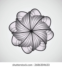 Ilustração 3D Dinâmica: renderização de alta qualidade com flor de prata abstrata estilizada 3D realista, desenho e impressão Design