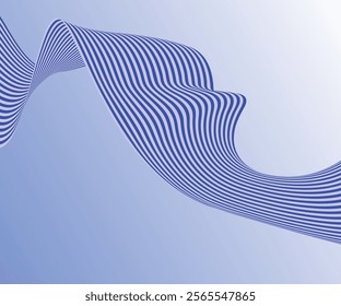 Dynamic 3D line wave art with optical illusion effect