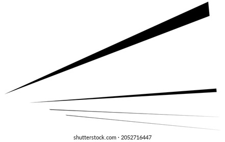 Dynamic 3D lines in perspective. Vanishing, diminishing lines, stripes. Spatial streaks, strips abstract geometric vector illustrration