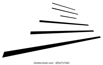 Dynamic 3D lines in perspective. Vanishing, diminishing lines, stripes. Spatial streaks, strips abstract geometric vector illustrration