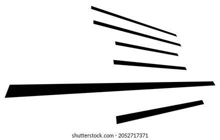Líneas 3D dinámicas en perspectiva. Desvanecimiento, líneas decrecientes, rayas. Rasas espaciales, tiras ilustraciones de vectores geométricos abstractos