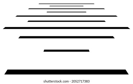 Dynamic 3D lines in perspective. Vanishing, diminishing lines, stripes. Spatial streaks, strips abstract geometric vector illustrration