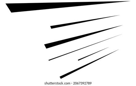 Dynamic 3D lines in perspective. Vanishing, diminishing lines, stripes. Spatial streaks, strips abstract geometric vector illustrration