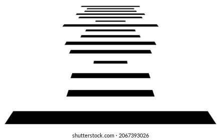 Dynamic 3D lines in perspective. Vanishing, diminishing lines, stripes. Spatial streaks, strips abstract geometric vector illustrration