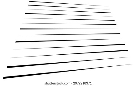 Dynamic 3D lines in perspective. Vanishing, diminishing lines, stripes. Spatial streaks, strips abstract geometric vector illustrration