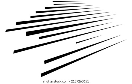 Dynamic 3D lines in perspective. Vanishing, diminishing lines, stripes. Spatial streaks, strips abstract geometric vector illustrration