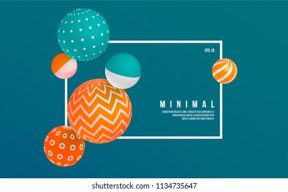 Dynamic 3D style wide banner design. creative colorful patterns balls on abstract background. minimal art with place for text.