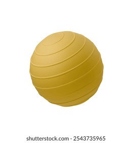 Bola de Fitness amarela 3D dinâmica para treinamento de equilíbrio, pilates isolados no fundo branco. Objeto de condicionamento mínimo. renderização 3d. Adequado para ginástica, exercícios e projetos relacionados à saúde