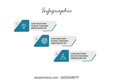 Dynamic 3-step infographic for effective communication in presentations, brochures, and banners, perfect for modern designs.