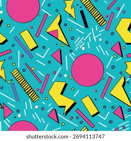 Dynamic 90s Memphis Style Abstract Composition