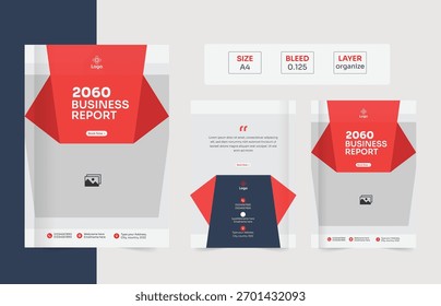 Plantilla dinámica de folletos de negocios A4 con Formas creativas y diseño elegante