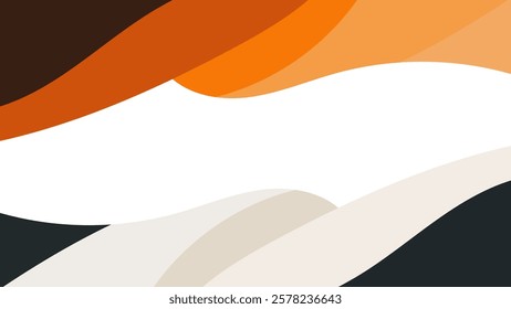 Dynamic abstract art composed of curved lines and bold waves in warm earthy tones, creating a harmonious and vibrant pattern.