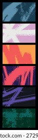 Um trabalho artístico abstrato dinâmico que exibe uma série de traçados coloridos e arrojados com pincel em um plano de fundo preto elegante 