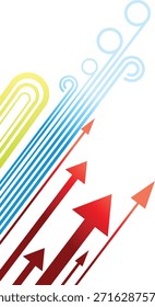 dynamic abstract backdrop, colorful arrows, swirling lines, movement, progress, upward trend, business growth, success concept
