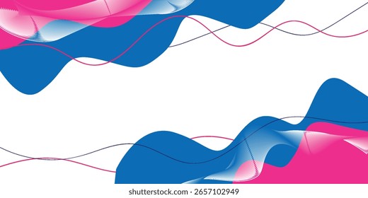 Fondo Abstractas dinámico con patrones de onda azul y rosa, líneas fluidas y Formas suaves Ideal para Diseños modernos, presentaciones y proyectos visuales creativos.