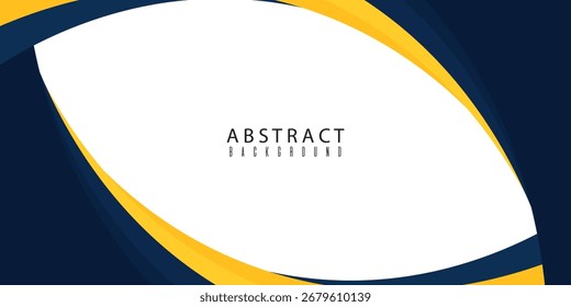 Plano de fundo abstrato dinâmico com formas curvas em azul, amarelo e branco. Design geométrico moderno adequado para cartazes, banners, modelos de negócios